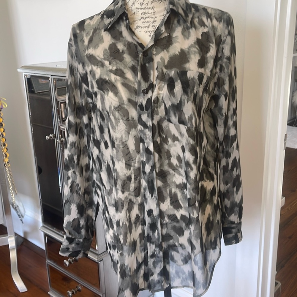 Lavender Brown sheer blouse size medium
